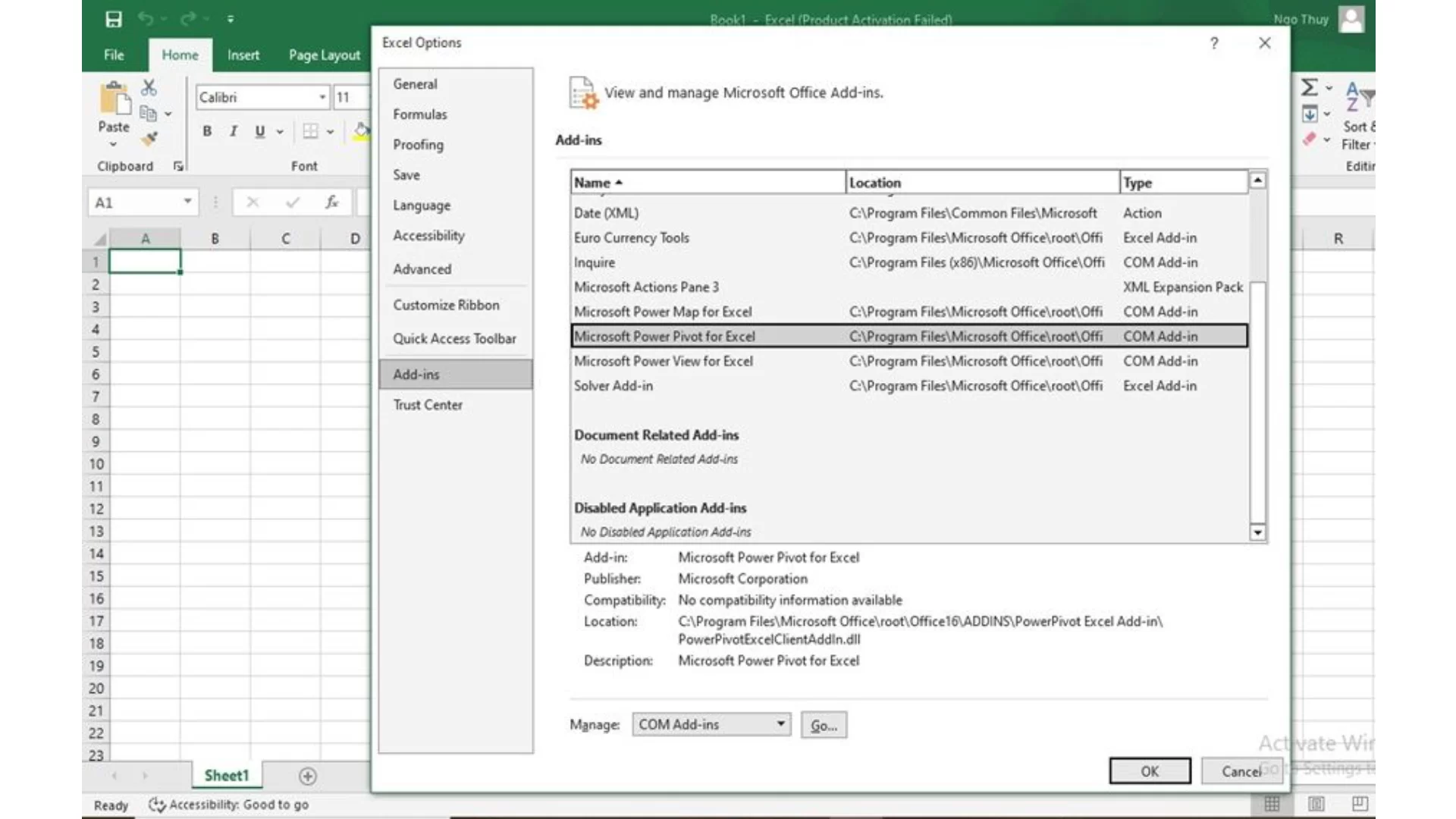 công cụ phân tích dữ liệu trong excel