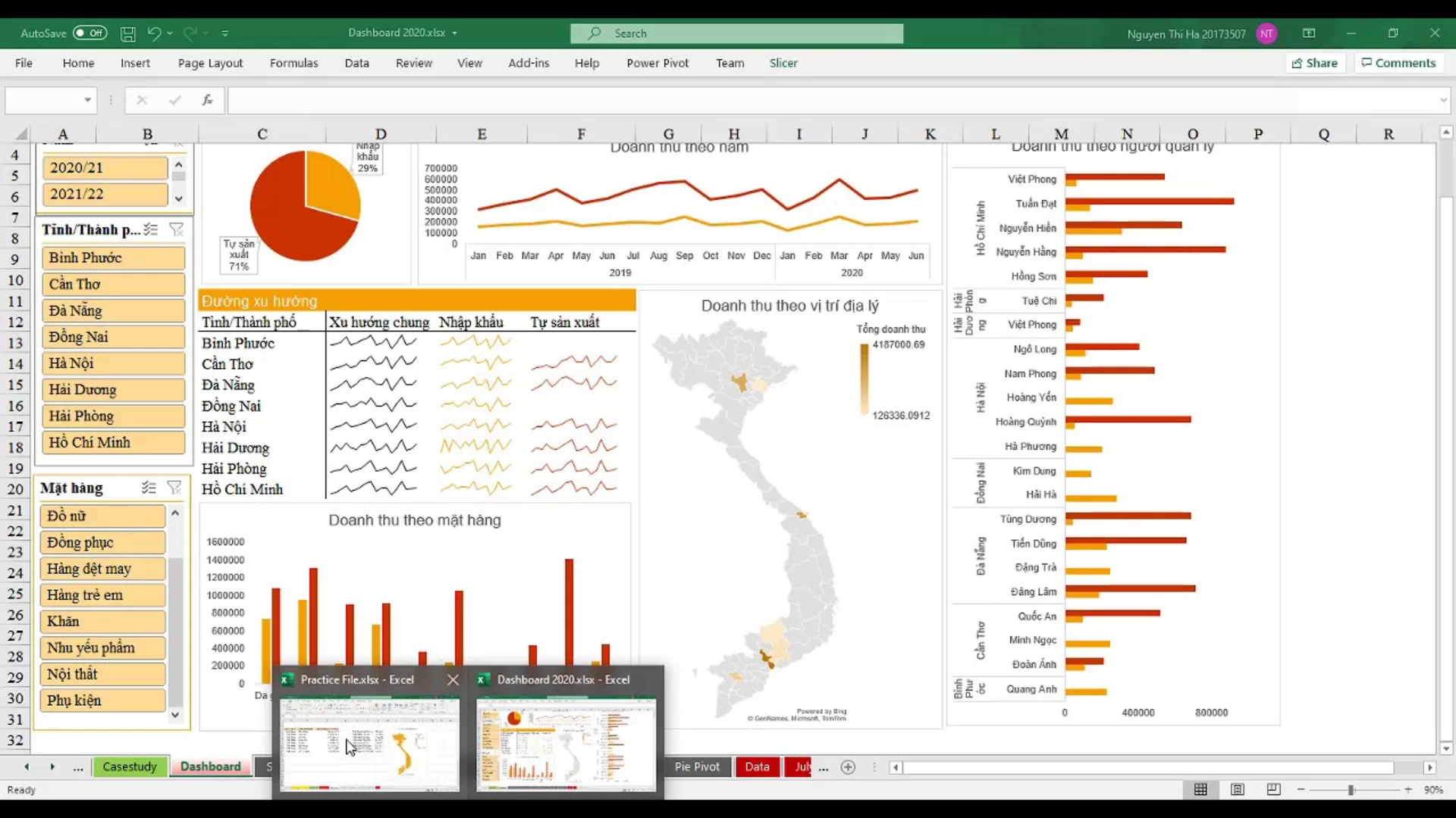 tạo dashboard trong excel