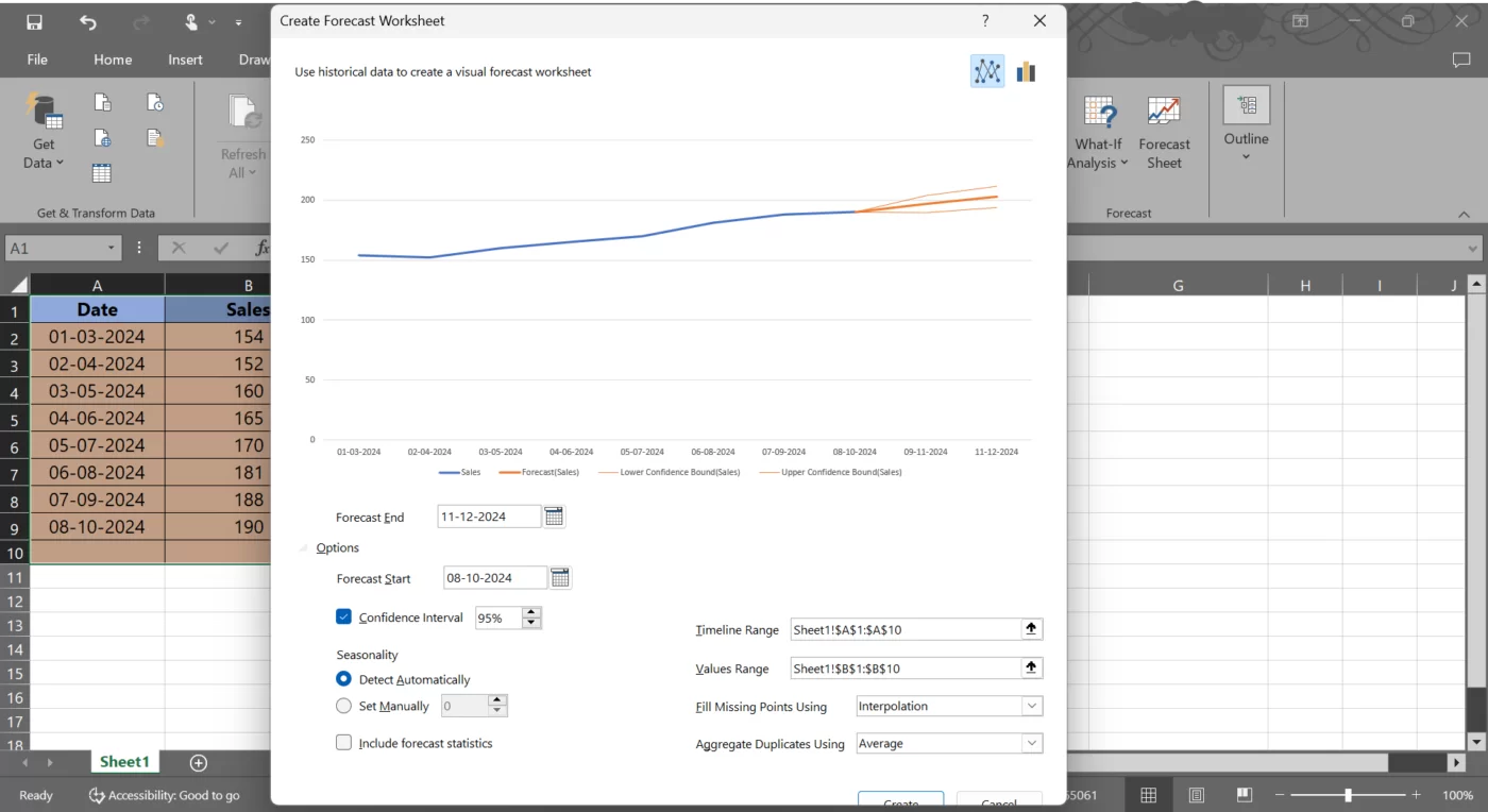 Tuỳ chỉnh cách dự báo doanh thu bằng Excel