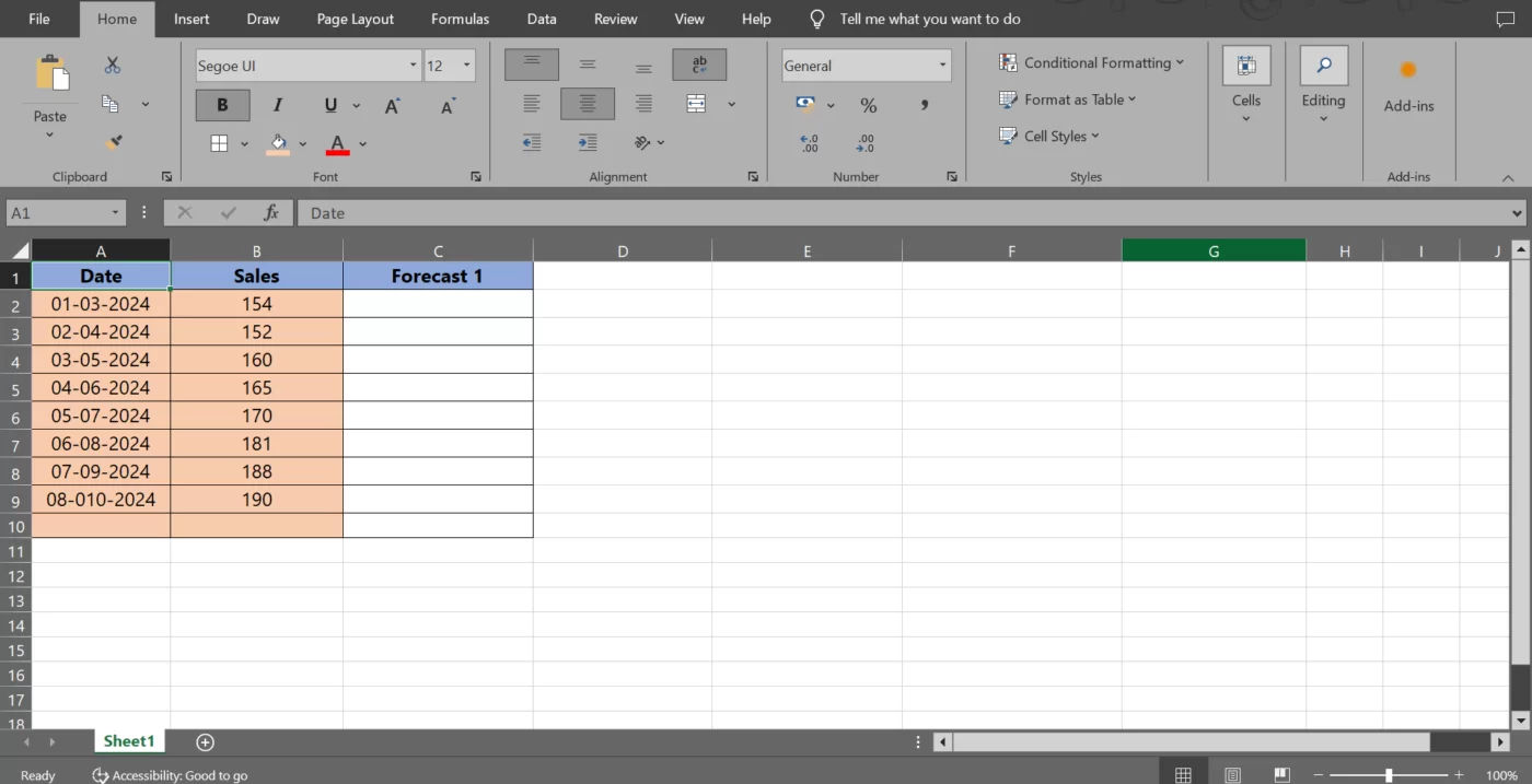 Thiết lập bảng tính Excel