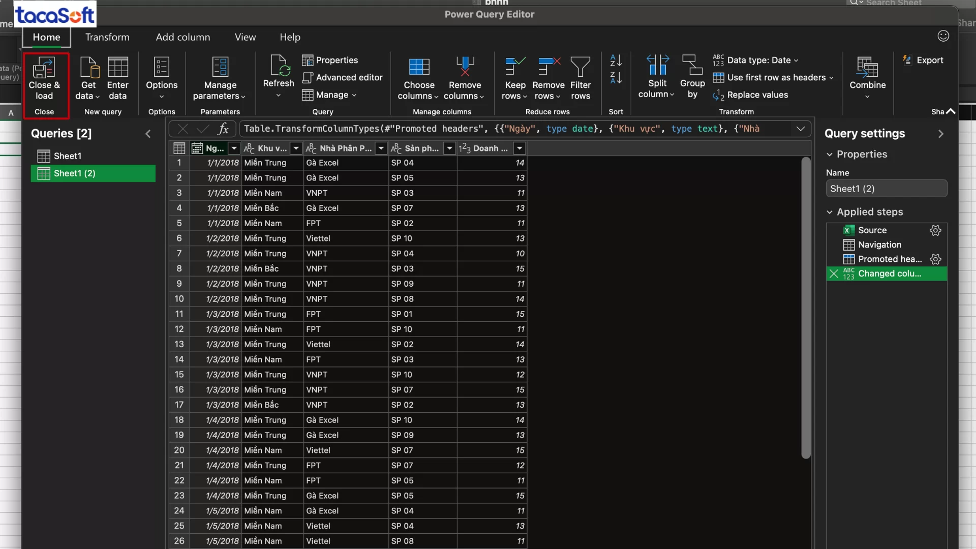 cách dùng power query