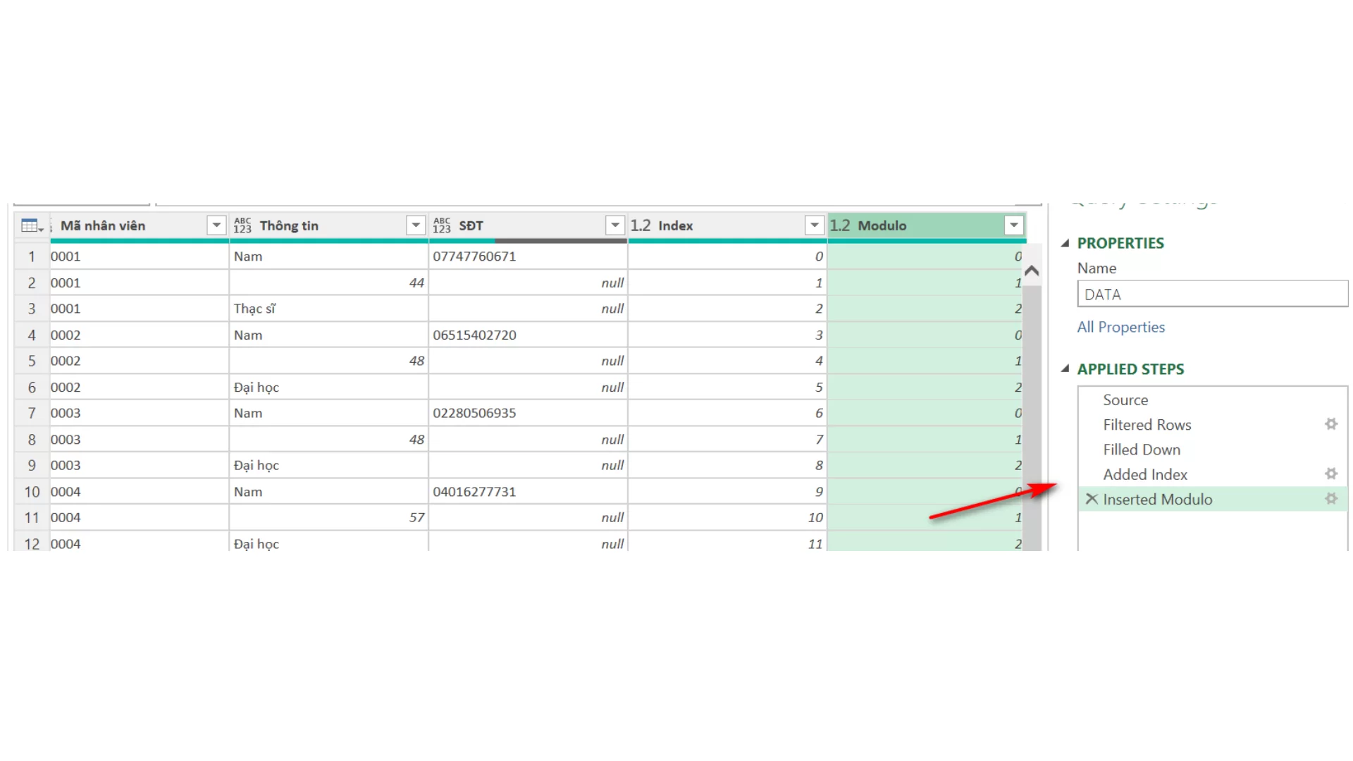 chuẩn hoá dữ liệu bằng power query