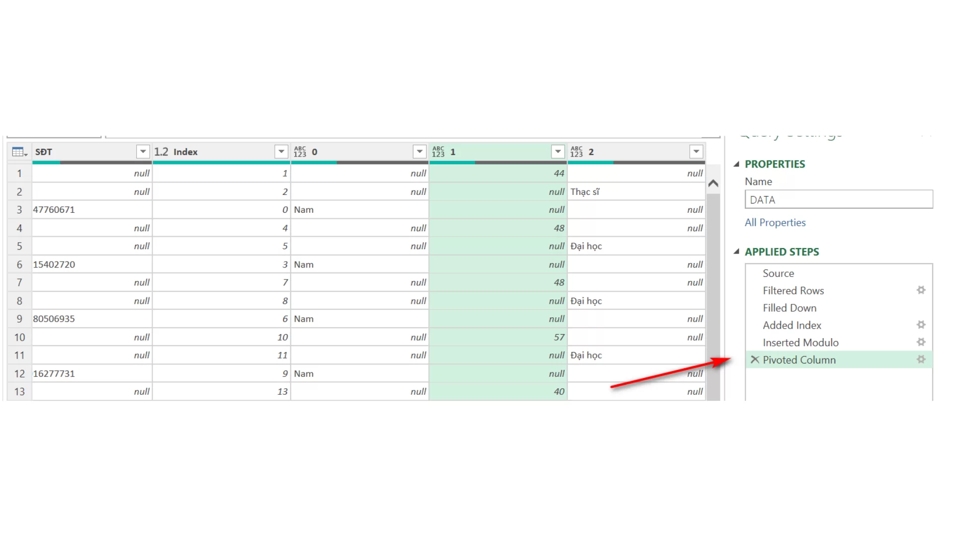 chuẩn hoá dữ liệu power query