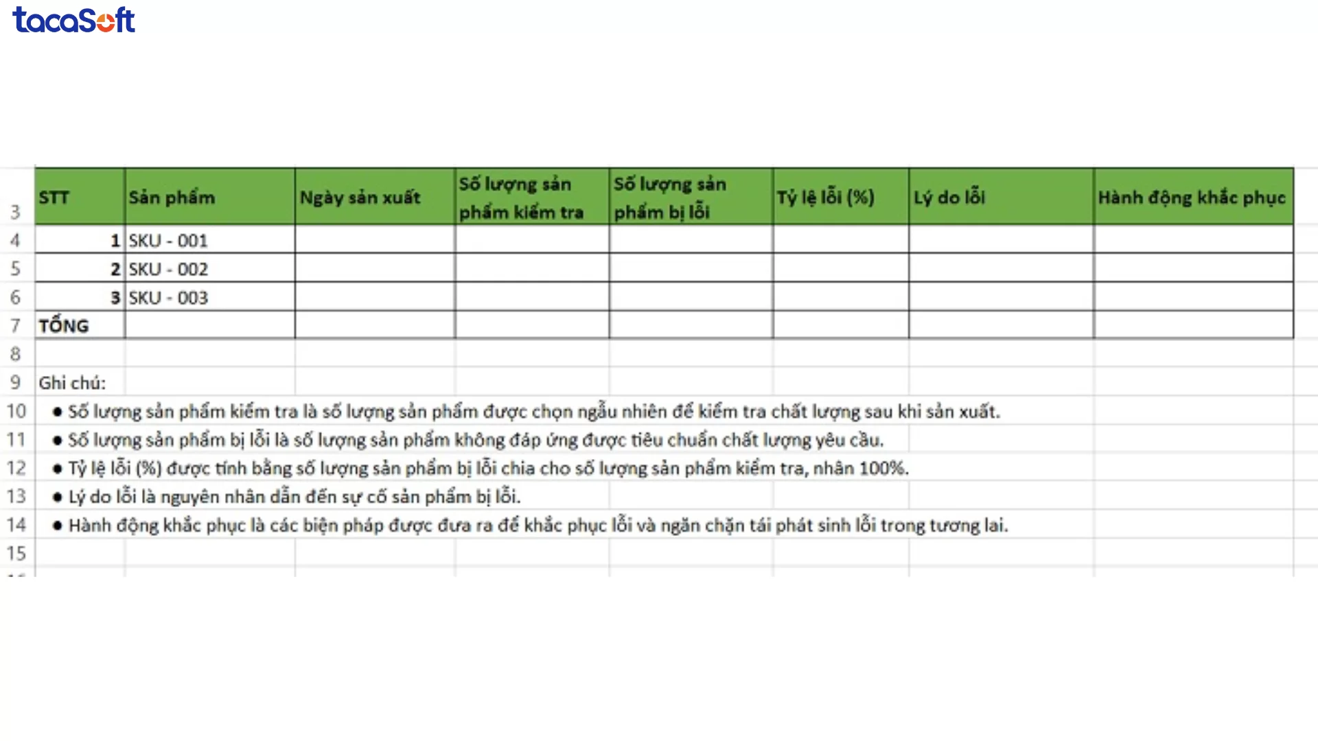 mẫu báo cáo sản xuất