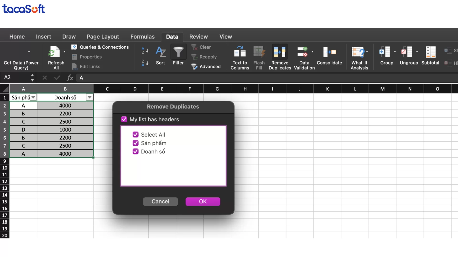 lọc dữ liệu trong excel