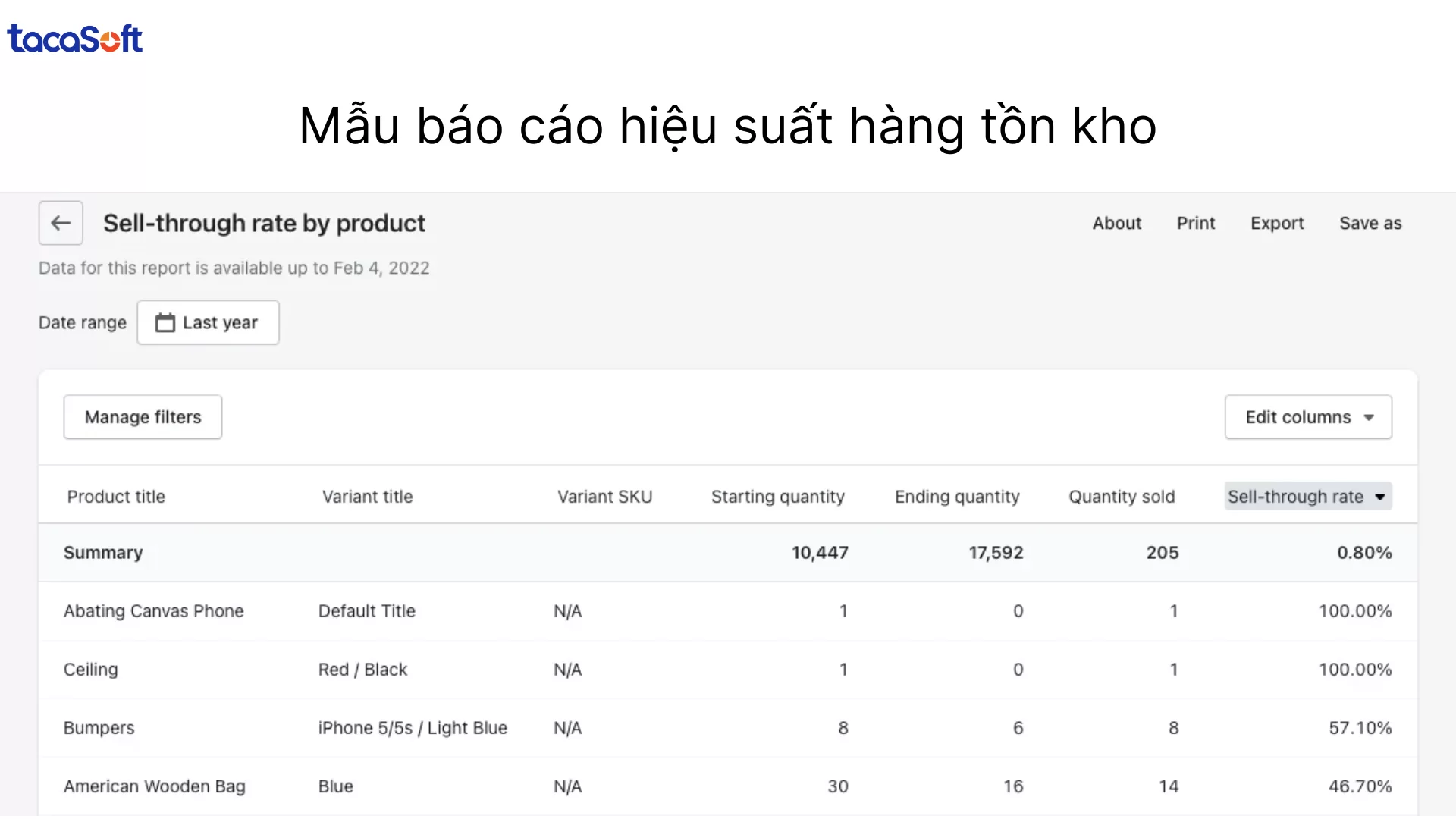 mẫu báo cáo tồn kho