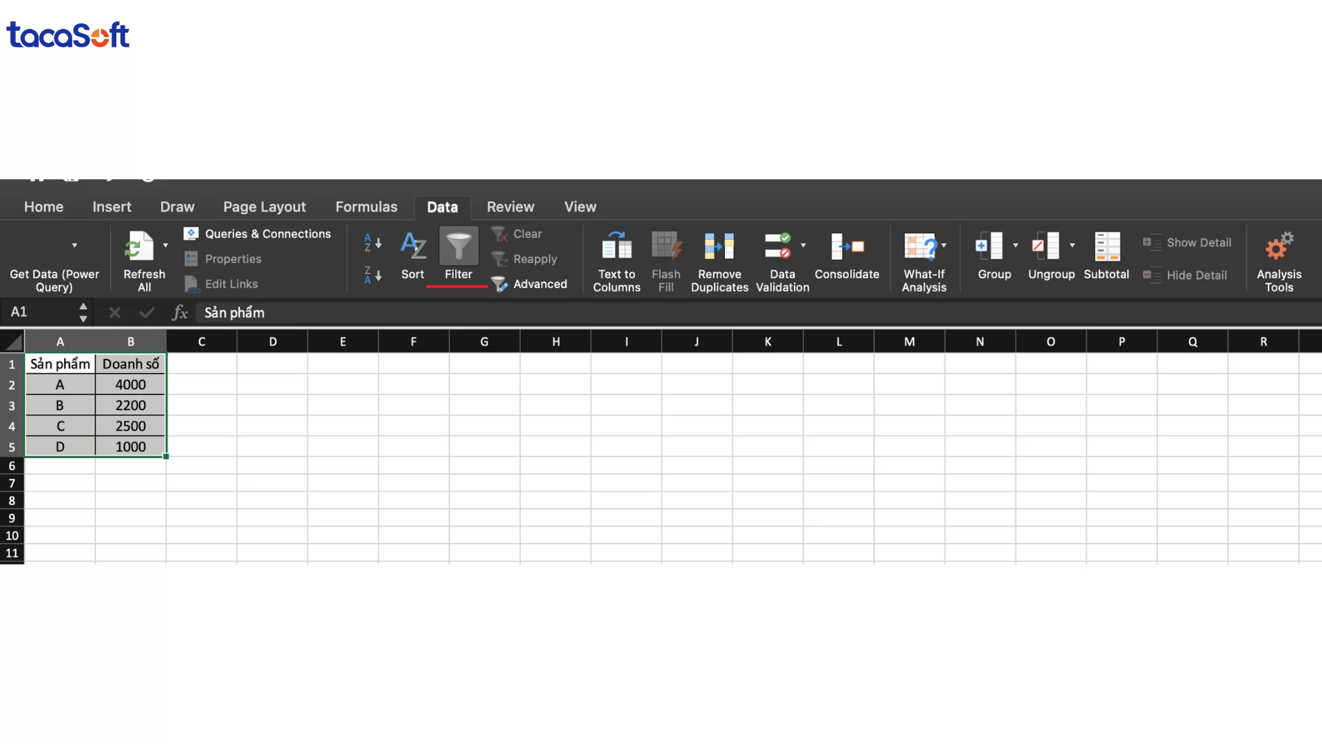 lọc dữ liệu trong excel