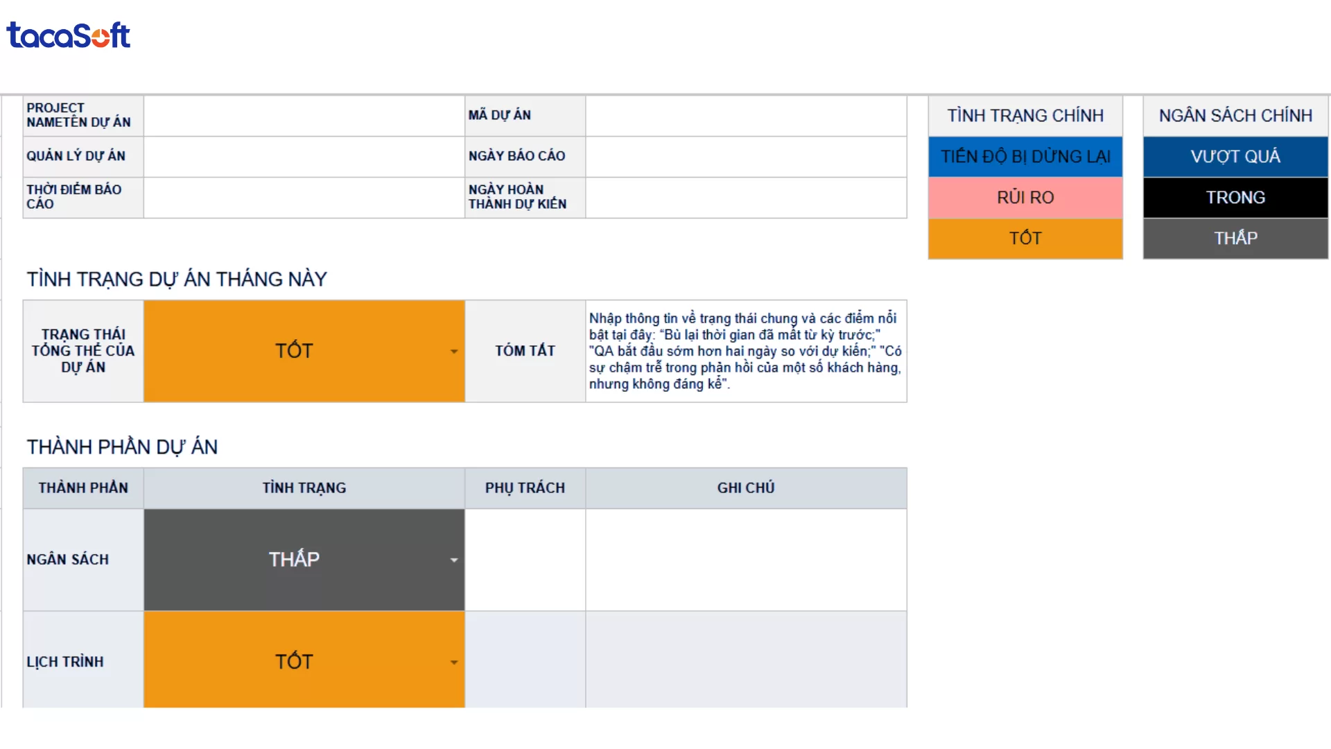 báo cáo tiến độ dự án