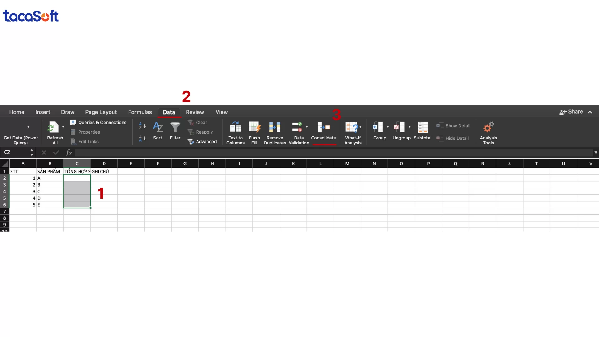 tổng hợp dữ liệu trong excel