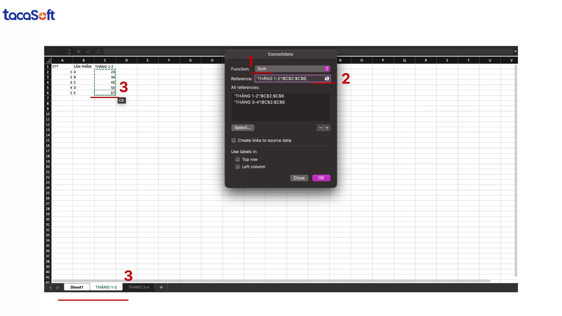 tổng hợp dữ liệu trong excel