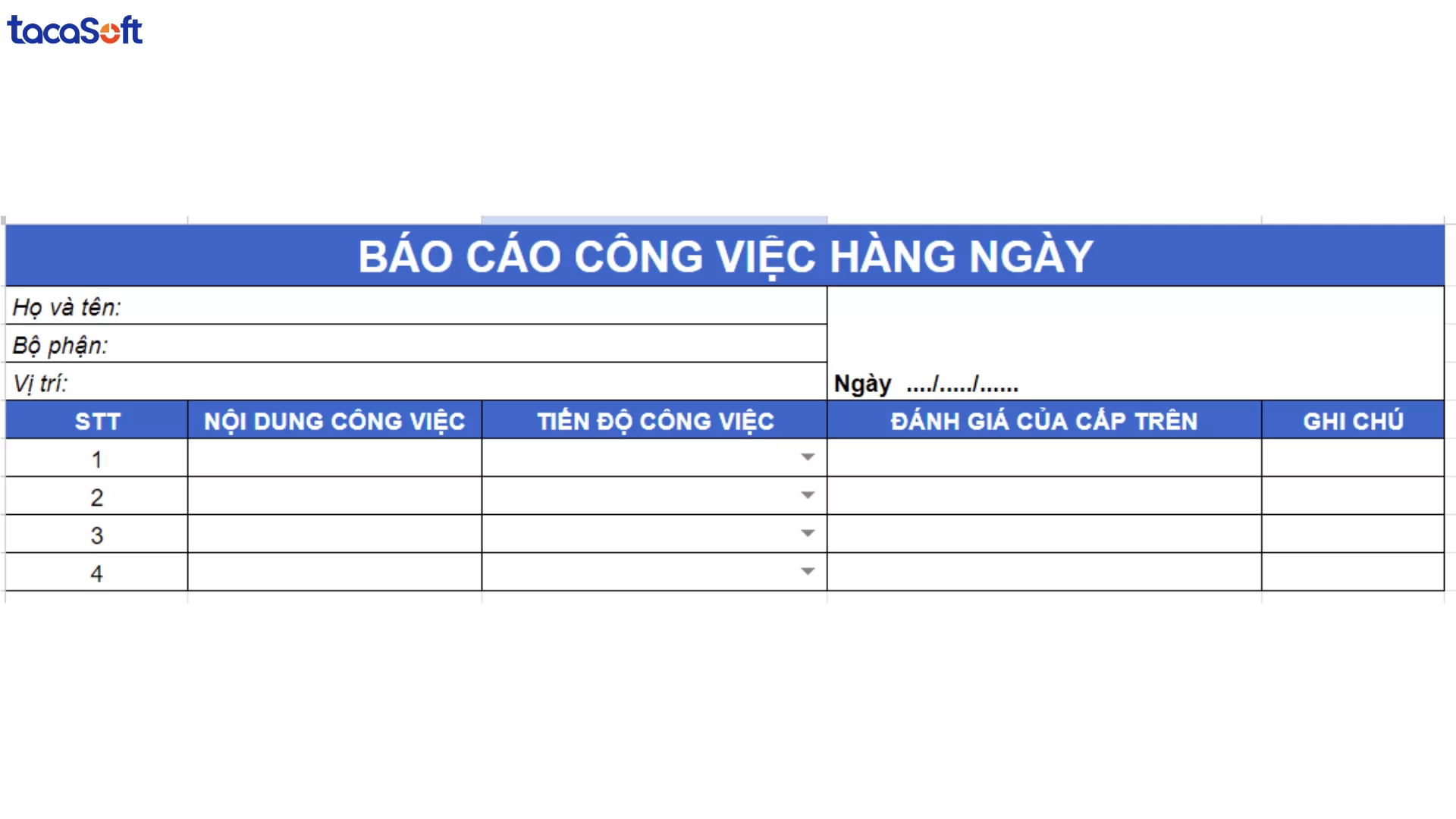 mẫu báo cáo công việc
