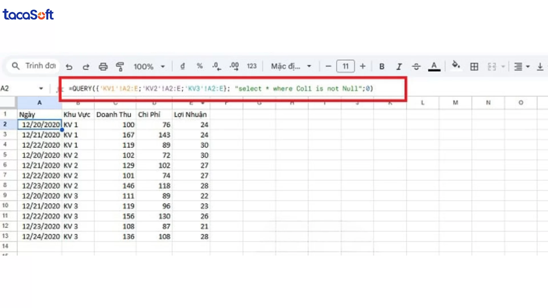tổng hợp dữ liệu từ nhiều sheet trong google sheet