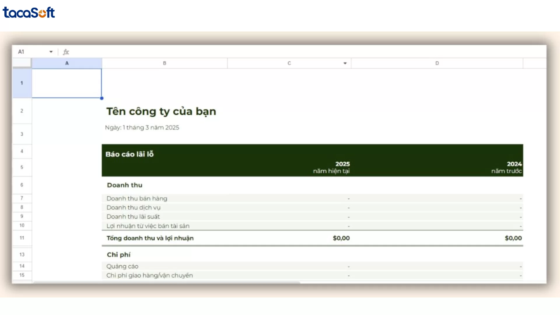 mẫu báo cáo lãi lỗ