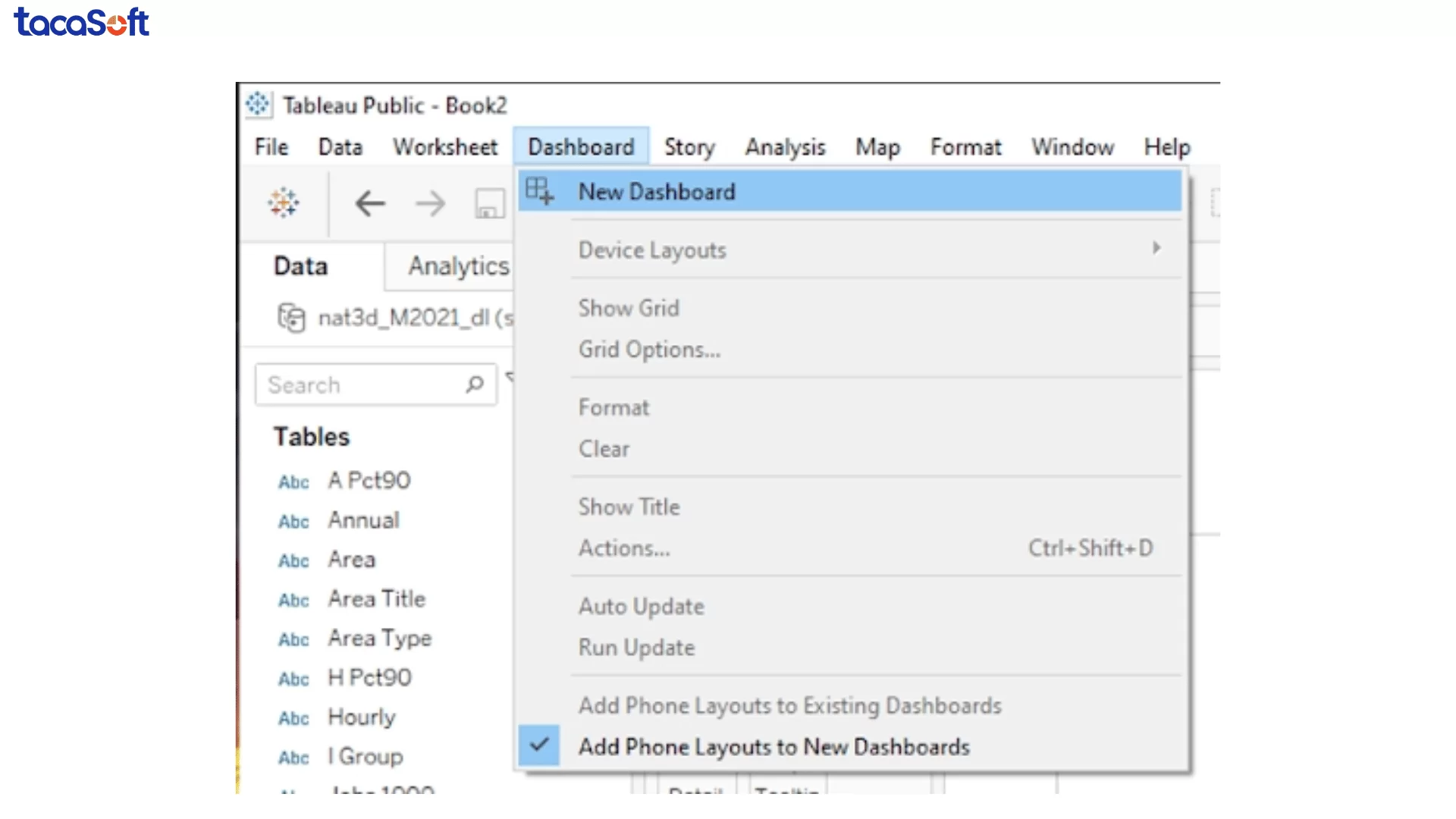 cách tạo dashboard trong tableau