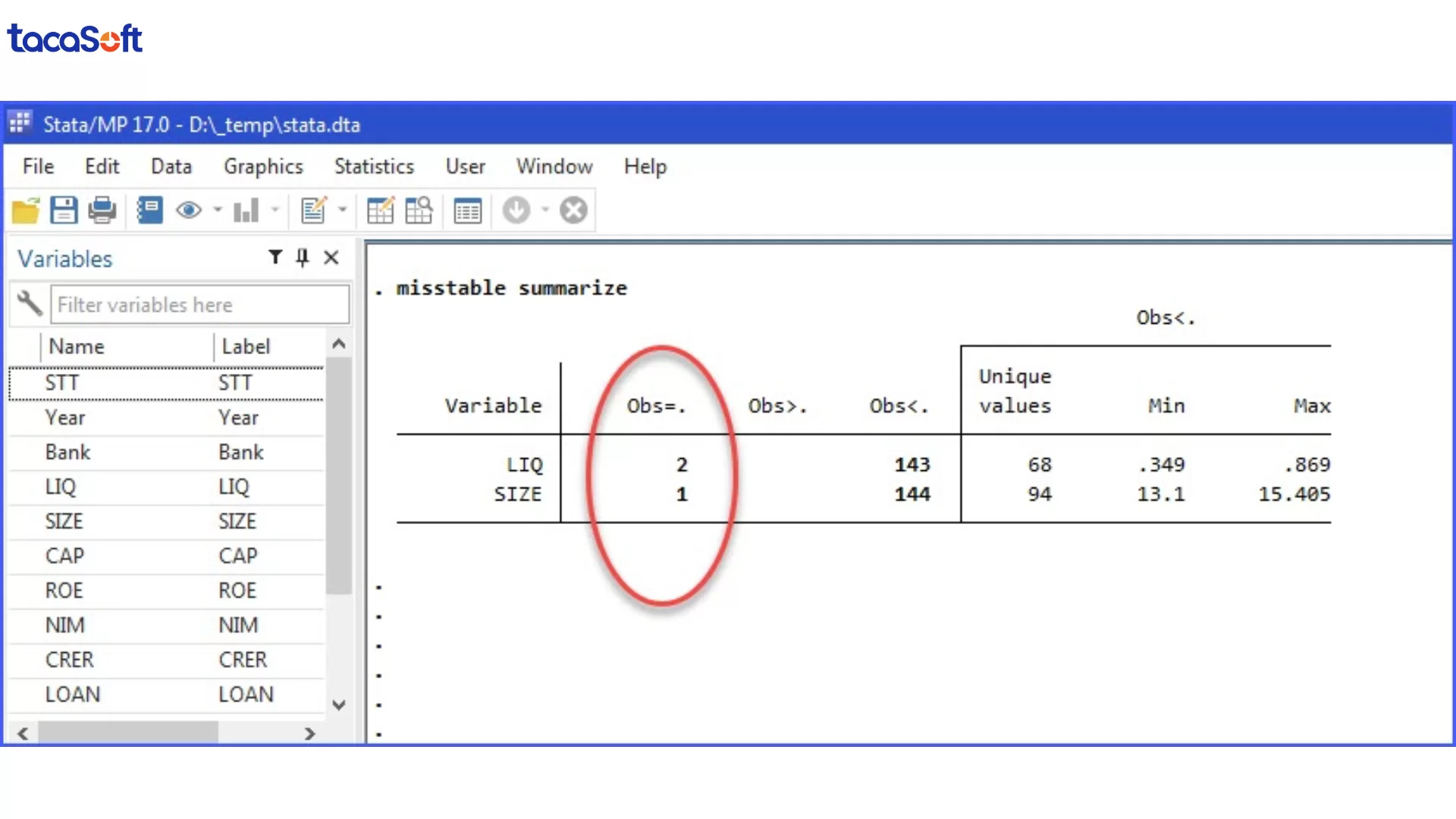làm sạch dữ liệu trong Stata
