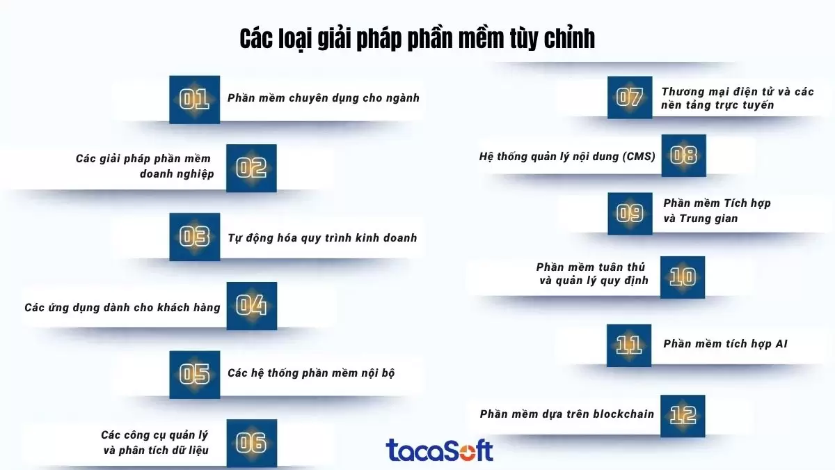 Khám phá 12 loại giải pháp phần mềm tùy chỉnh phổ biến dành cho doanh nghiệp