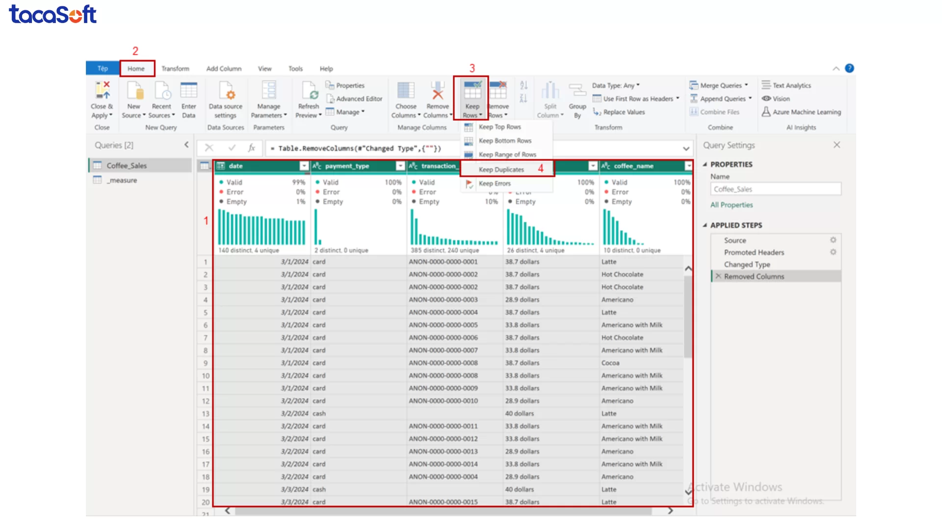 xử lý dữ liệu trong power bi