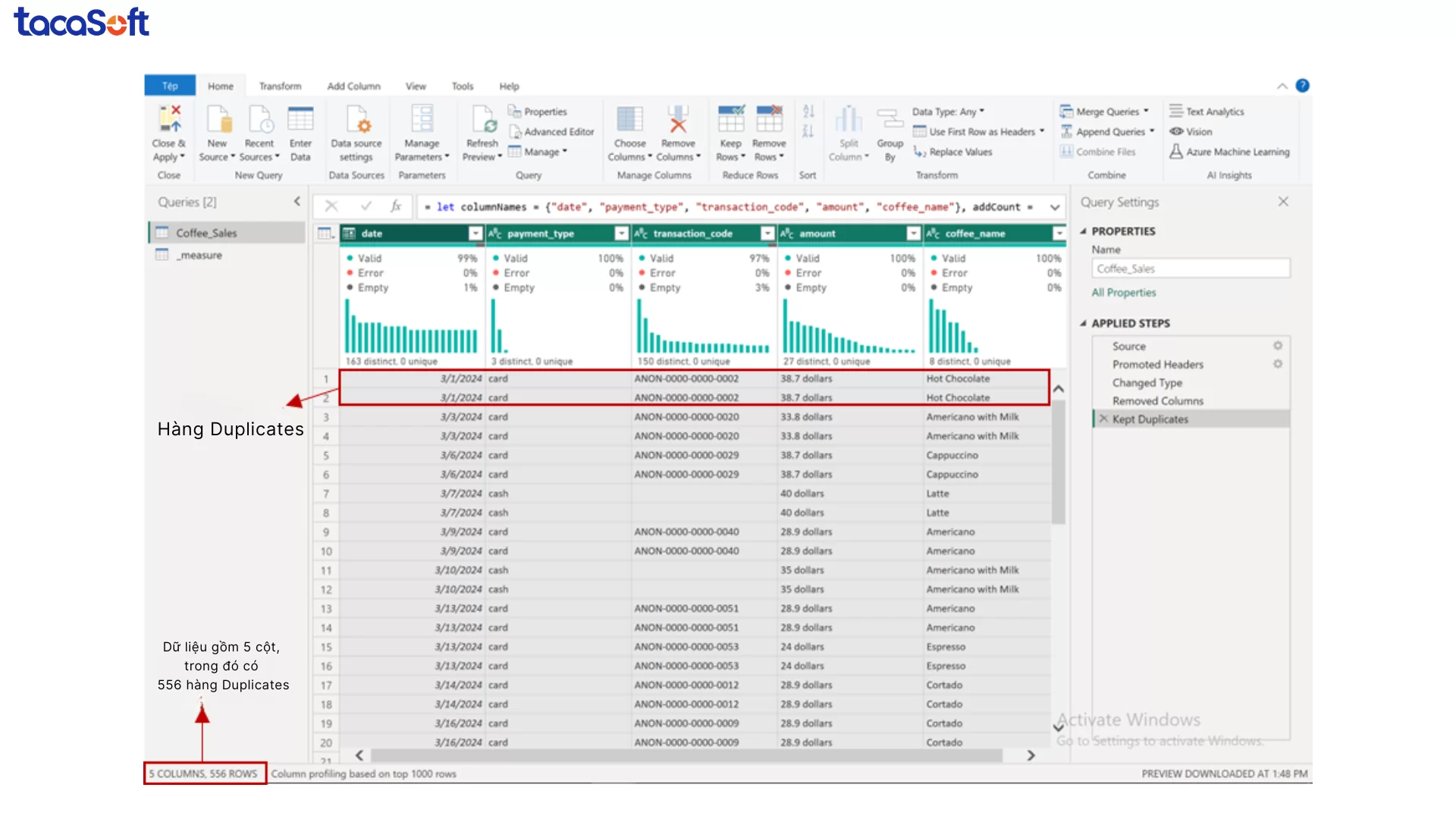xử lý dữ liệu trong power bi